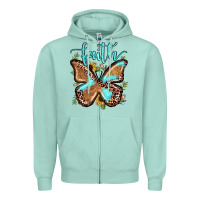 Seafoam faith leopard butterfly Zipper Hoodie - JahusDesignShop