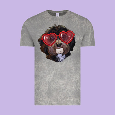 Vintage Tee havanese dog with love glasses