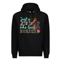 Black just a girl who loves horses Premium Hoodie - MaliasSmallBusiness