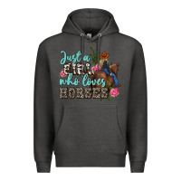 Charcoal Heather just a girl who loves horses Premium Hoodie - MaliasSmallBusiness