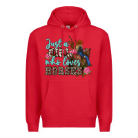 Red just a girl who loves horses Premium Hoodie - MaliasSmallBusiness