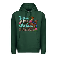Sports Green just a girl who loves horses Premium Hoodie - MaliasSmallBusiness