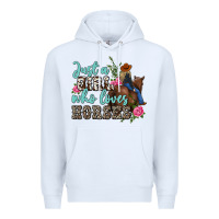White just a girl who loves horses Premium Hoodie - MaliasSmallBusiness