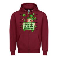 Burgundy may the luck of the irish be with you Zipper Hoodie - Artiststas