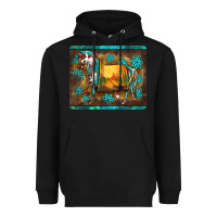 Black western horse sunset turquoise's gemstones mousepad Heavyweight Hoodie - BarkalooDesign
