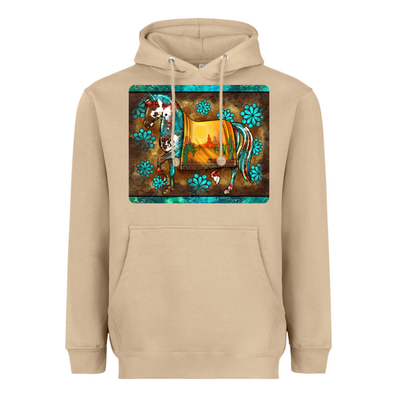 Western Horse Sunset Turquoise's Gemstones Mousepad Heavyweight Hoodie by BarkalooDesign | Teevron
