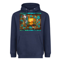 Navy western horse sunset turquoise's gemstones mousepad Heavyweight Hoodie - BarkalooDesign