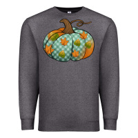 Charcoal Heather blue plaid autumn pumpkin Premium Sweatshirt - Jasminsmagicworld