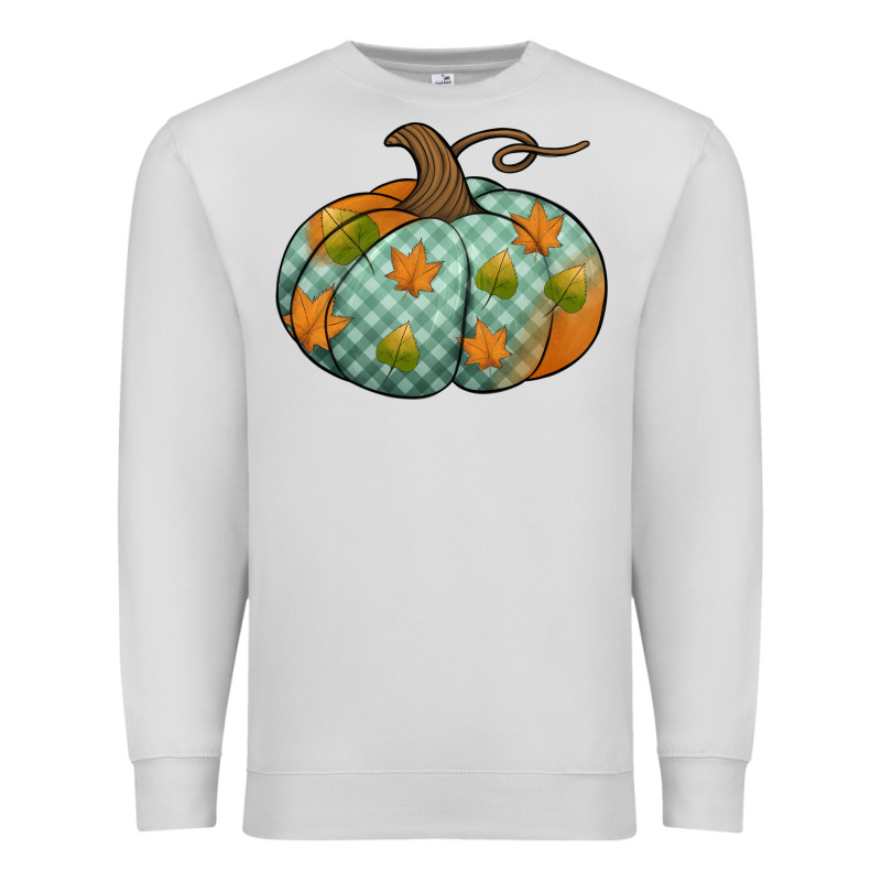 Blue Plaid Autumn Pumpkin Premium Sweatshirt by Jasminsmagicworld | Teevron