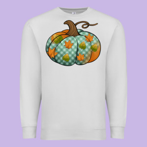 Blue Plaid Autumn Pumpkin Premium Sweatshirt Designed By Jasminsmagicworld
