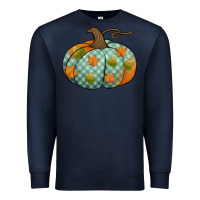 Navy blue plaid autumn pumpkin Premium Sweatshirt - Jasminsmagicworld