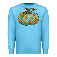Ocean Blue blue plaid autumn pumpkin Premium Sweatshirt - Jasminsmagicworld
