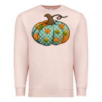 Pale Pink blue plaid autumn pumpkin Premium Sweatshirt - Jasminsmagicworld