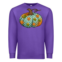 Purple blue plaid autumn pumpkin Premium Sweatshirt - Jasminsmagicworld
