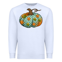 White blue plaid autumn pumpkin Premium Sweatshirt - Jasminsmagicworld