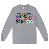 Heather Grey spooky Long Sleeve Tee - CowhideDigitalArt