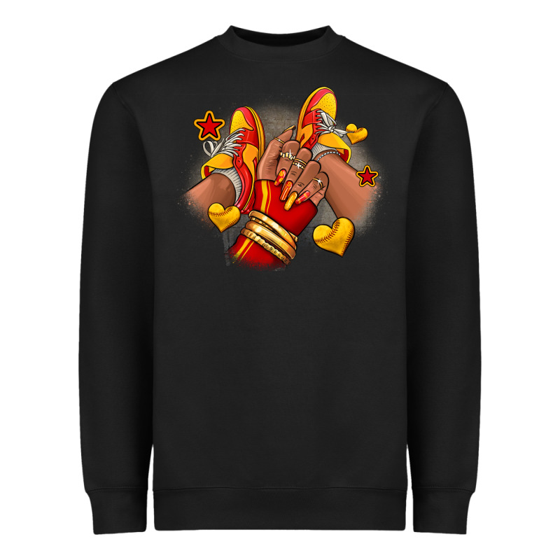 Softball Afro Girl Sneakers Heavyweight Sweatshirt by RanaPortraitStore | Teevron