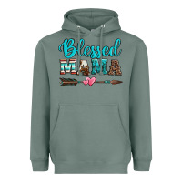 Sage blessed mama serape cowhide turquoise Heavyweight Hoodie - Jasminsmagicworld