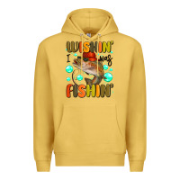 Antique Gold wishing i was fishing Premium Hoodie - MaliasSmallBusiness