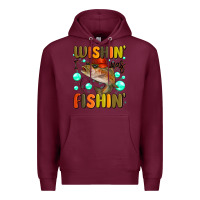 Burgundy wishing i was fishing Premium Hoodie - MaliasSmallBusiness