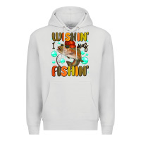 Dove Grey wishing i was fishing Premium Hoodie - MaliasSmallBusiness