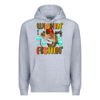 Heather Grey wishing i was fishing Premium Hoodie - MaliasSmallBusiness