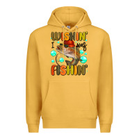 Mustard wishing i was fishing Premium Hoodie - MaliasSmallBusiness