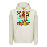 Oatmeal Heather wishing i was fishing Premium Hoodie - MaliasSmallBusiness