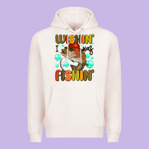 Wishing I Was Fishing Premium Hoodie Designed By Maliassmallbusiness
