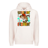 Pale Pink wishing i was fishing Premium Hoodie - MaliasSmallBusiness