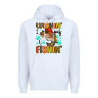 White wishing i was fishing Premium Hoodie - MaliasSmallBusiness