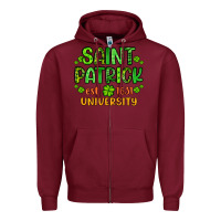 Burgundy saint patrick university Zipper Hoodie - Artiststas