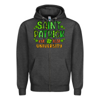 Charcoal Heather saint patrick university Zipper Hoodie - Artiststas
