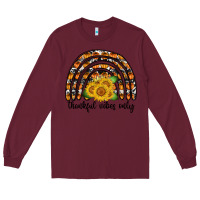 Burgundy Thankful Vibes Only Long Sleeve Tee - CowhideDigitalArt