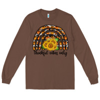 Chestnut Thankful Vibes Only Long Sleeve Tee - CowhideDigitalArt