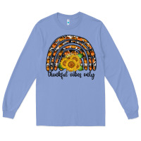 Colony Blue Thankful Vibes Only Long Sleeve Tee - CowhideDigitalArt
