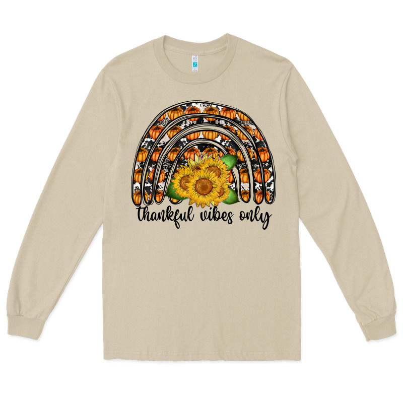 Thankful Vibes Only Long Sleeve Tee by CowhideDigitalArt | Teevron