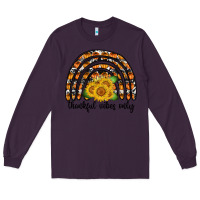 Plum Thankful Vibes Only Long Sleeve Tee - CowhideDigitalArt