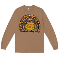 Toasted Coconut Thankful Vibes Only Long Sleeve Tee - CowhideDigitalArt