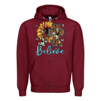 Burgundy believe leopard cross sunflower butterfly Zipper Hoodie - JahusDesignShop