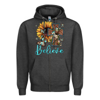 Charcoal Heather believe leopard cross sunflower butterfly Zipper Hoodie - JahusDesignShop