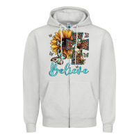 Dove Grey believe leopard cross sunflower butterfly Zipper Hoodie - JahusDesignShop