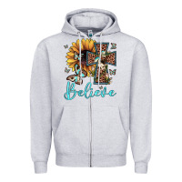 Heather Grey believe leopard cross sunflower butterfly Zipper Hoodie - JahusDesignShop