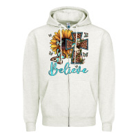 Oatmeal Heather believe leopard cross sunflower butterfly Zipper Hoodie - JahusDesignShop