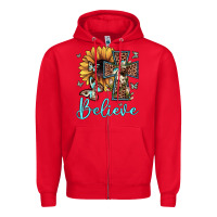 Red believe leopard cross sunflower butterfly Zipper Hoodie - JahusDesignShop
