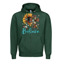 Sports Green believe leopard cross sunflower butterfly Zipper Hoodie - JahusDesignShop