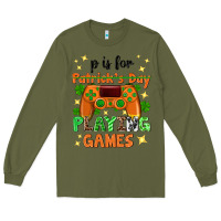 Army Green P is Patrick's Day playing games Long Sleeve Tee - Neo Western
