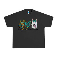 Pigment Black peace love white sepherd Urban Heavy Tee - RanaPortraitStore