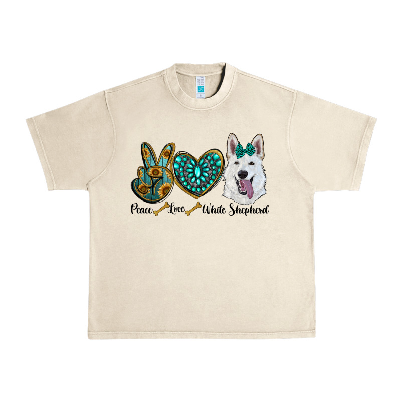 Peace Love White Sepherd Urban Heavy Tee by RanaPortraitStore | Teevron