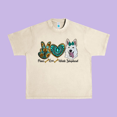 Peace Love White Sepherd Urban Heavy Tee Designed By Ranaportraitstore